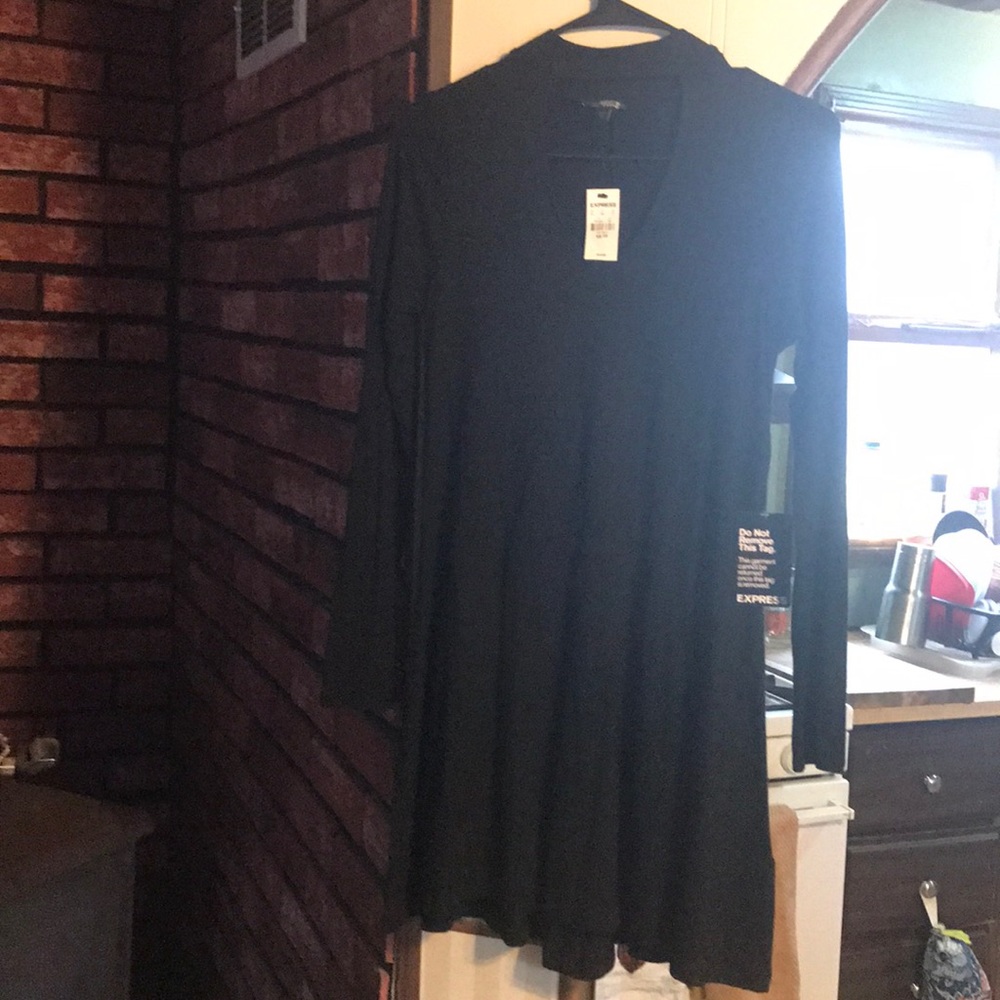 Black long sleeve cut out dress